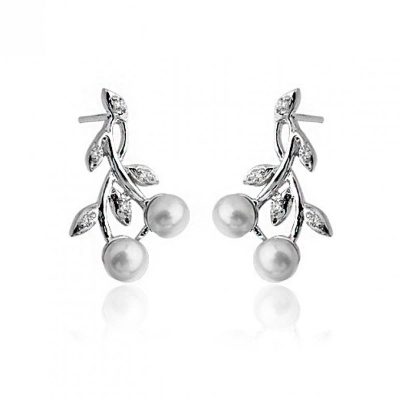 Terra avec Perles Blanc Or Boucle d'oreille