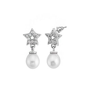 Star de Perles Blanc Or Boucle d&rsquo;Oreille