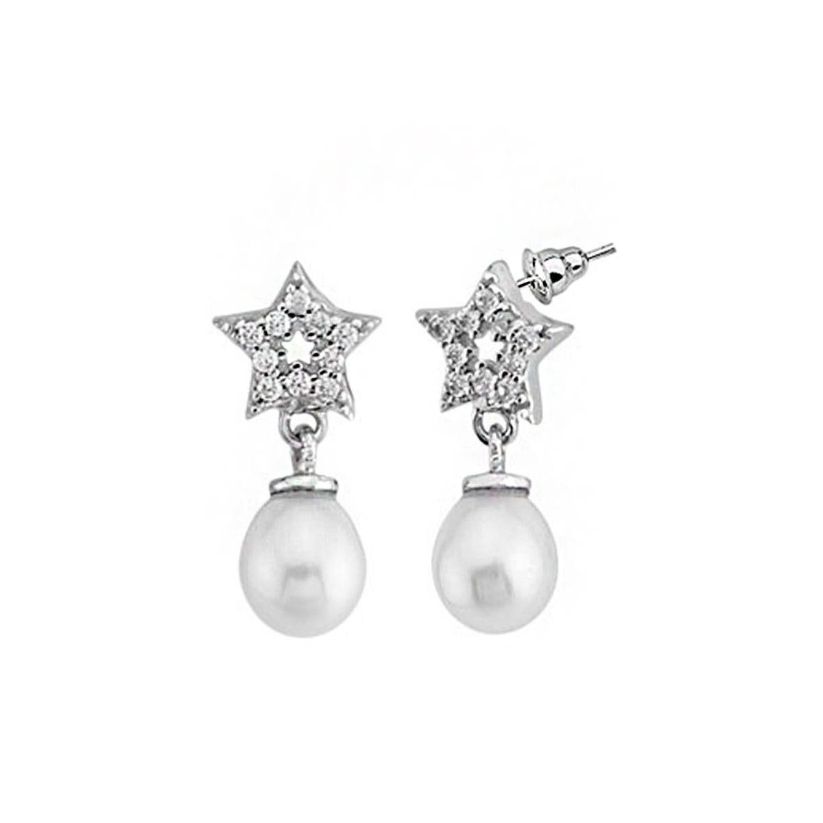 Star Pearl White Gold Earring