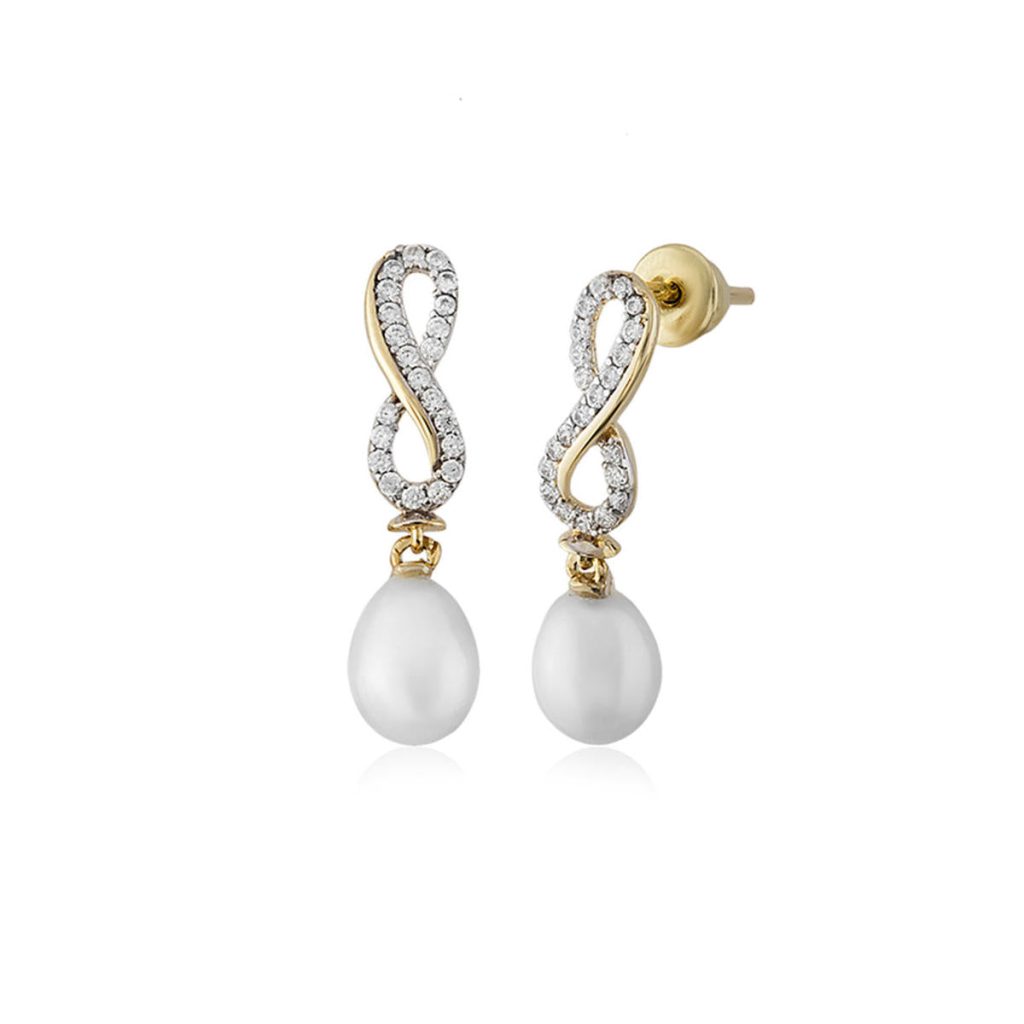 Infinity Pearl Gold Earring