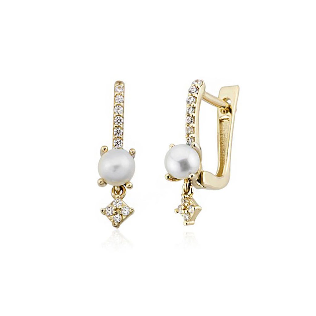Rouen de Perles Or Boucle d&rsquo;Oreille