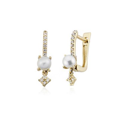 Rouen avec Perles Or Boucle d'oreille