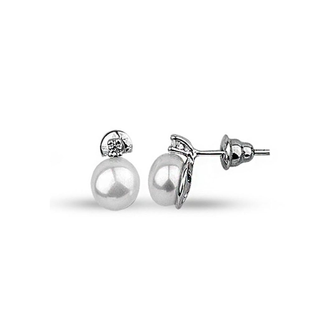Piu Solitaire de Perles Blanc Or Boucle d&rsquo;Oreille