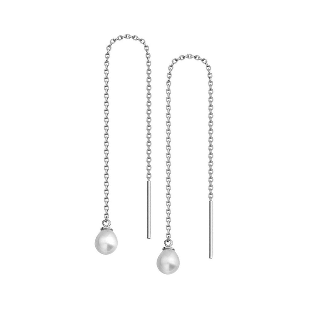 Modena de Perles Blanc Or Chaine Boucle d&rsquo;Oreille