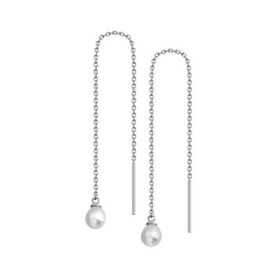 Modena de Perles Blanc Or Chaine Boucle d'Oreille