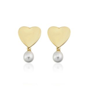 Juliette de Perles Coeur Or Boucle d&rsquo;Oreille