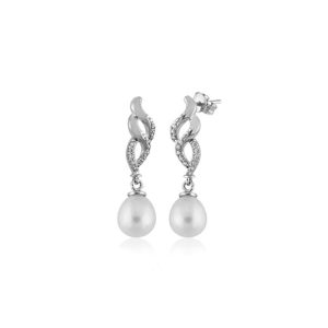 Julie Pearl White Gold Earring