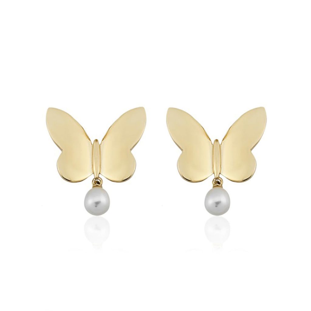 Farfalla de Perles Or Boucle d&rsquo;Oreille