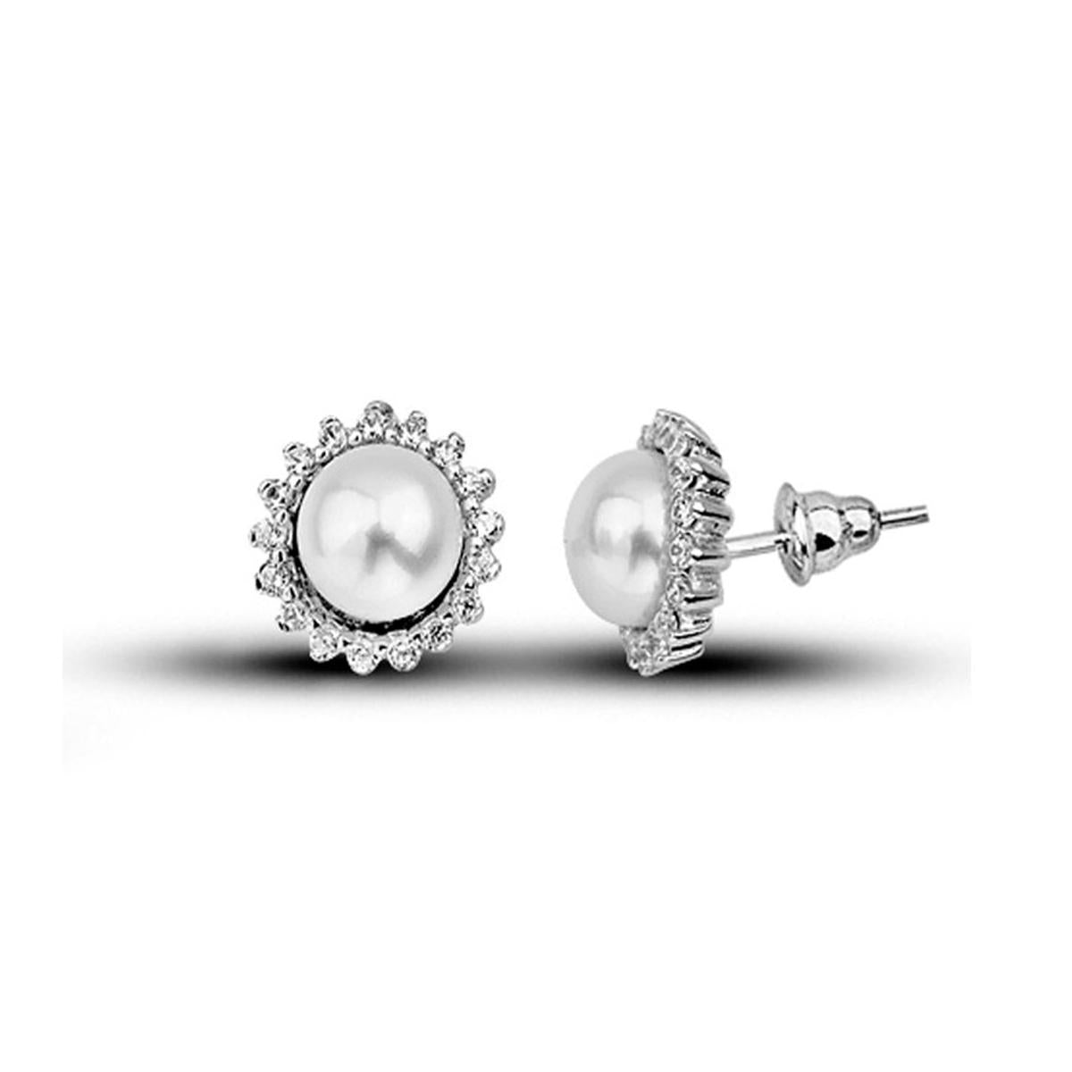 Este de Perles Blanc Or Boucle d'Oreille