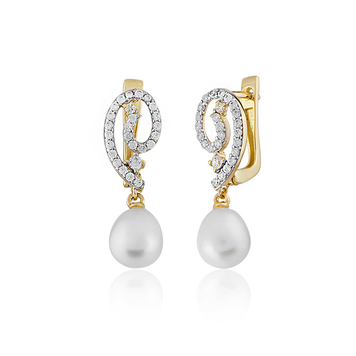 Lierre de Perles Or Boucle d'Oreille