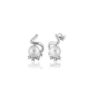 Bianca Pearl White Gold Earring