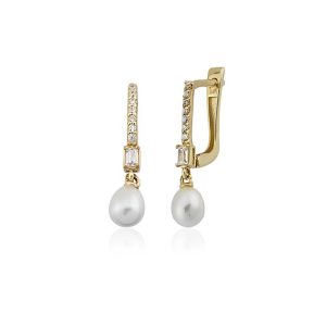 Annecy de Perles Baguette avec Pierres Or Boucle d&rsquo;Oreille
