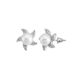 Andrea Pearl White Gold Earring