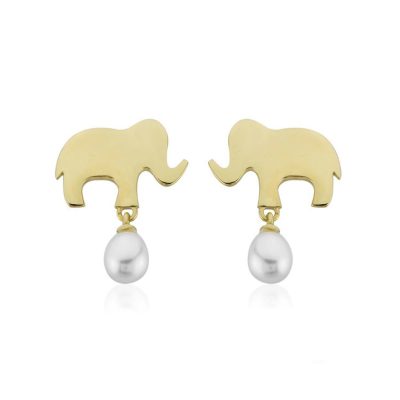 Elephant İncili Altın Küpe