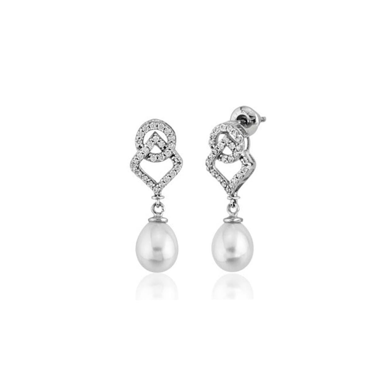 Aria Pearl White Gold Earring