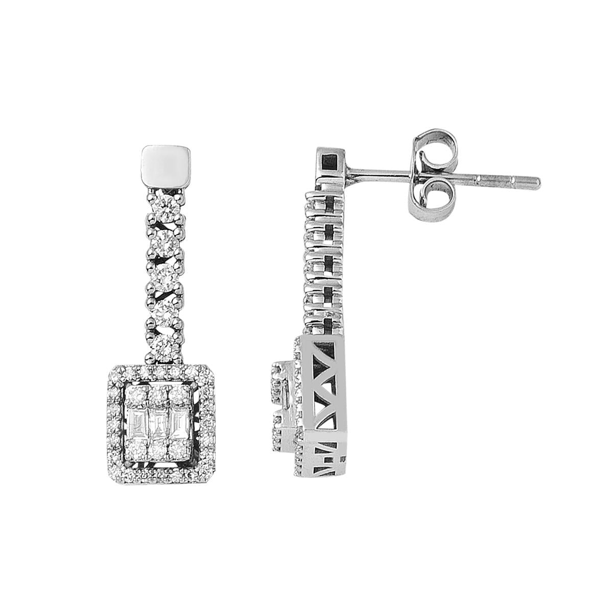 0,54 ct Baguette Diamant Boucle d'Oreille