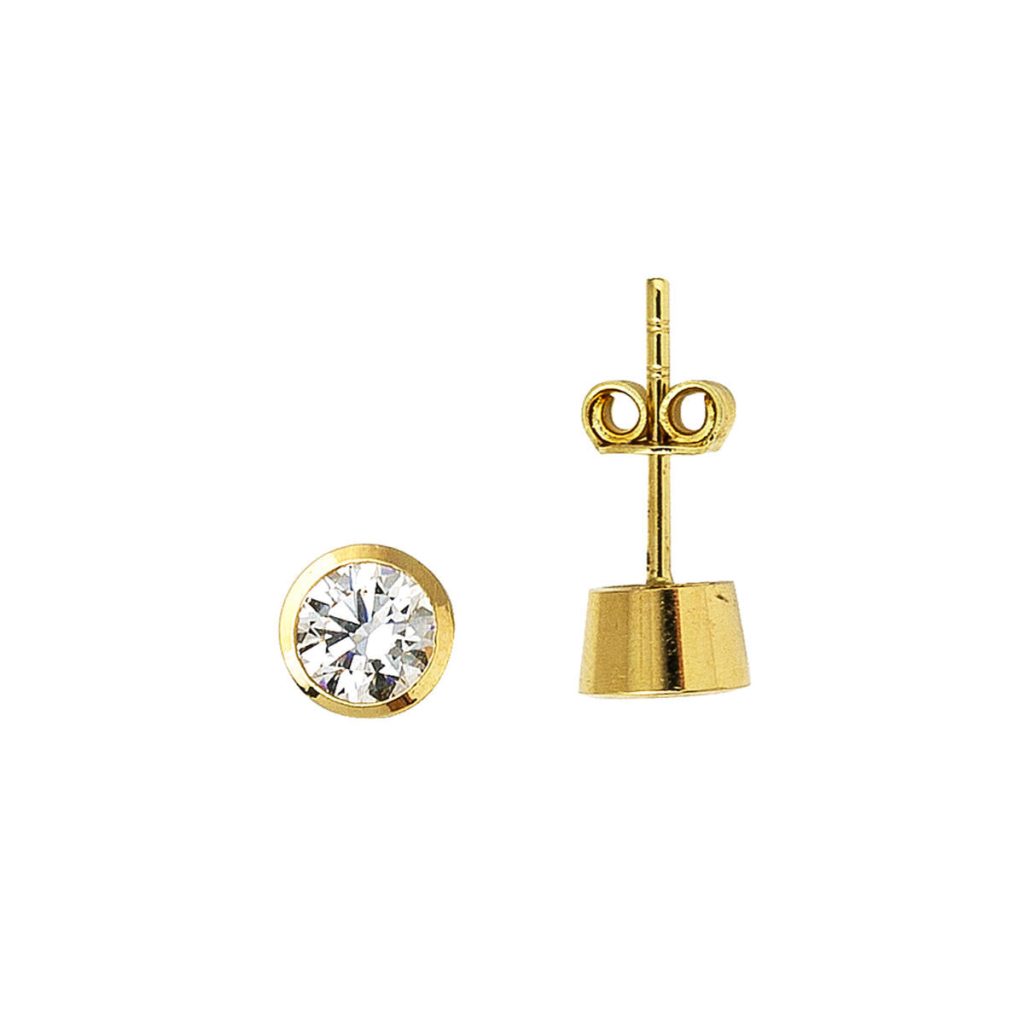 Sıvama 14 Carats Solitaire Or Boucle d&rsquo;Oreille
