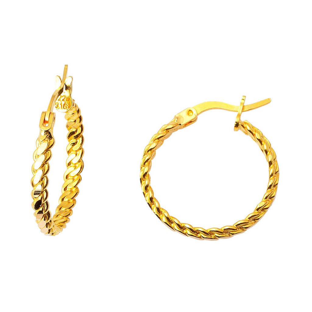 2,2 cm. Çaplı 22 Karat Gold Twisted Earring