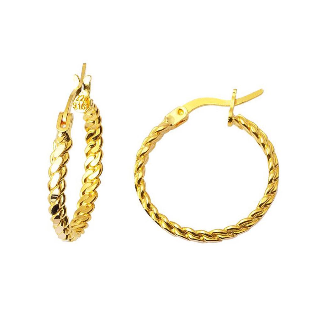 2 cm. Çaplı 22 Karat Twisted Gold Earring
