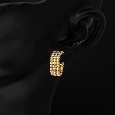 Tricolor Top Top Gold Earring - 14K - 5.06g - EZ Gold
