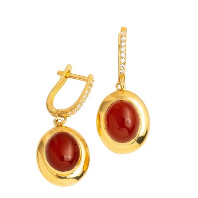 Akik with Stones 14K Gold Earring