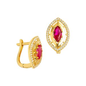 Göz 14 Karat with Stones Gold Earring