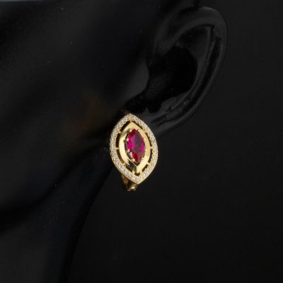 Göz 14K with Stones Gold Earring - 14K - 3.14g - EZ Gold