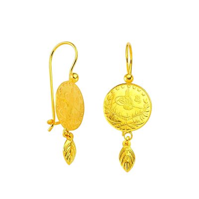 Feuillelı Quart Reşat 22 Carats Or Boucle d'oreille
