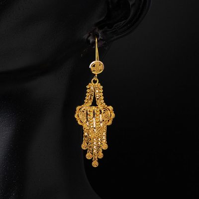 avec Cœur Hint İşi Or Sarkaç Boucle d'oreille - 14K - 8.06g - EZ Gold