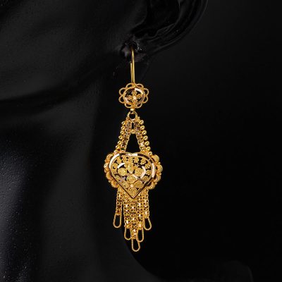 Hint İşi avec Cœur Sarkaç Or Boucle d'oreille - 14K - 8.3g - EZ Gold