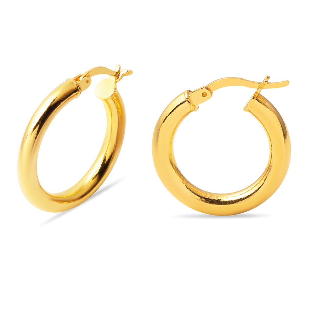 Classique 2,5 cm. Çaplı 22 Carats Creole Boucle d&rsquo;Oreille