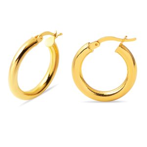 Classique 2,5 cm. Çaplı 22 Carats Creole Boucle d&rsquo;Oreille