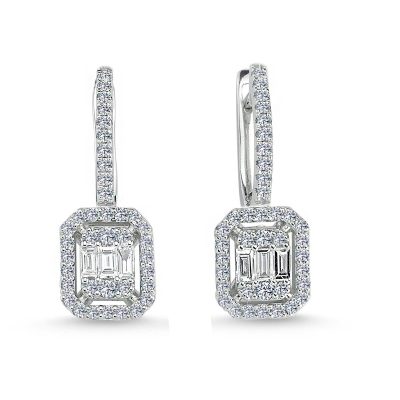 0,72 Karat Baguette Diamond Earring