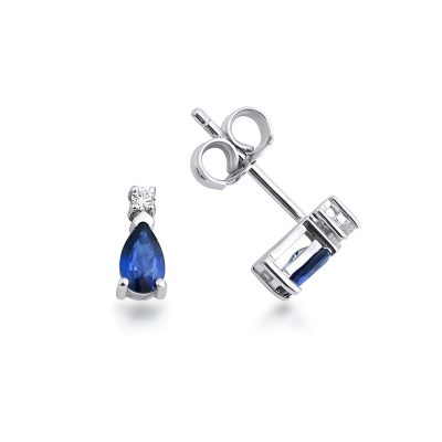 0,50 Karat Drop Safirli Diamond Earring