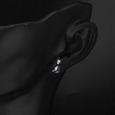0,50 Karat Drop Safirli Diamond Earring - 14K - 1.05g - EZ Gold