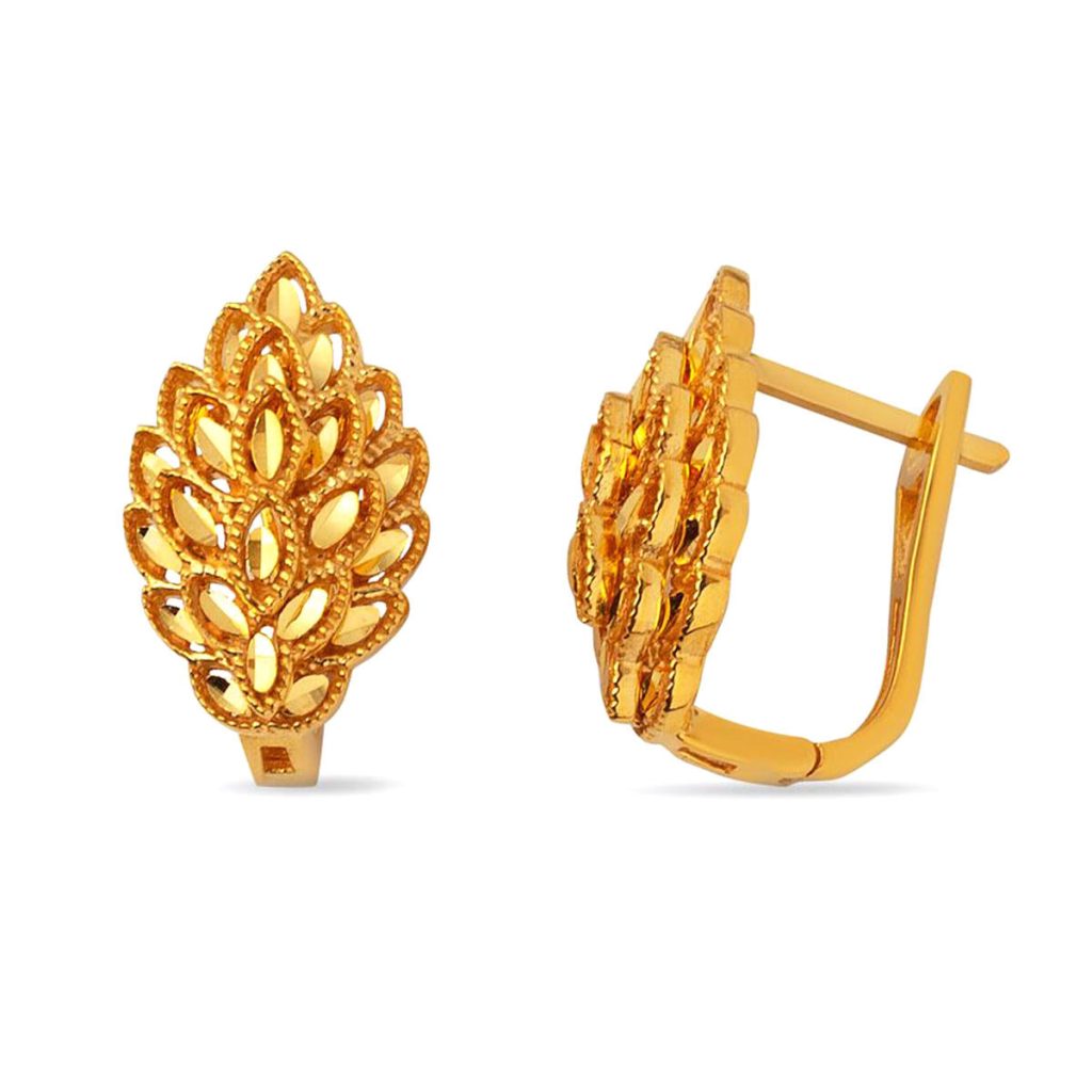 Feuilles 22 Carats Or Boucle d&rsquo;Oreille