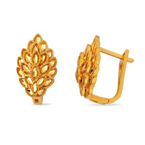 Feuilles 22 Carats Or Boucle d&rsquo;Oreille