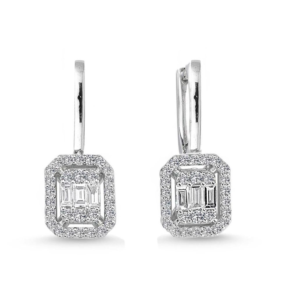 0,38 Carat Baguette Diamond Earring