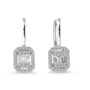 0,38 Carat Baguette Diamant Boucle d&rsquo;Oreille