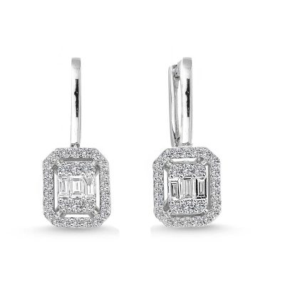 0,38 Karat Baguette Diamant Boucle d'oreille