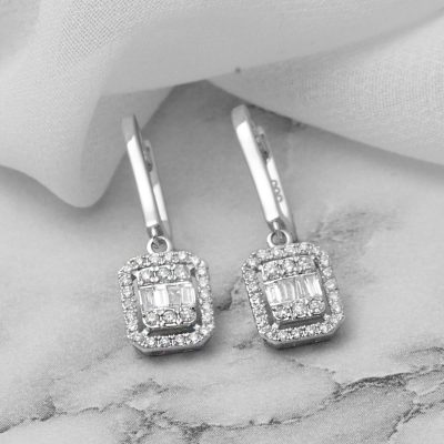 0,38 Karat Baguette Diamant Boucle d'oreille - 14K - 4.8g - EZ Gold