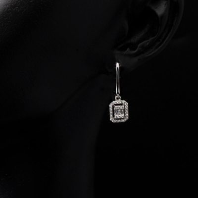 0,26 Karat Baguette Diamant Boucle d'oreille - 14K - 2.39g - EZ Gold