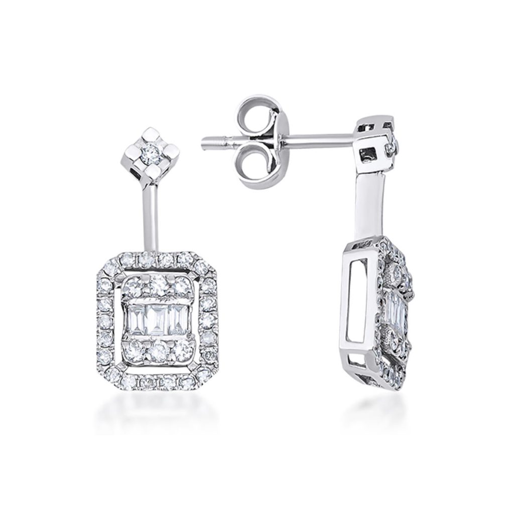 0,39 Carat Baguette Diamant Boucle d&rsquo;Oreille