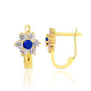 Lacivert avec Pierres 14 Carats Or Enfant Boucle d'oreillesi