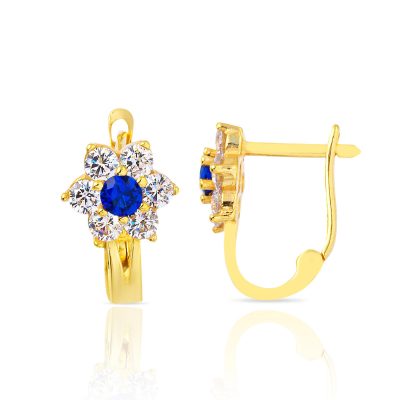 Lacivert avec Pierres 14 Carats Or Çocuk Boucle d'oreillesi