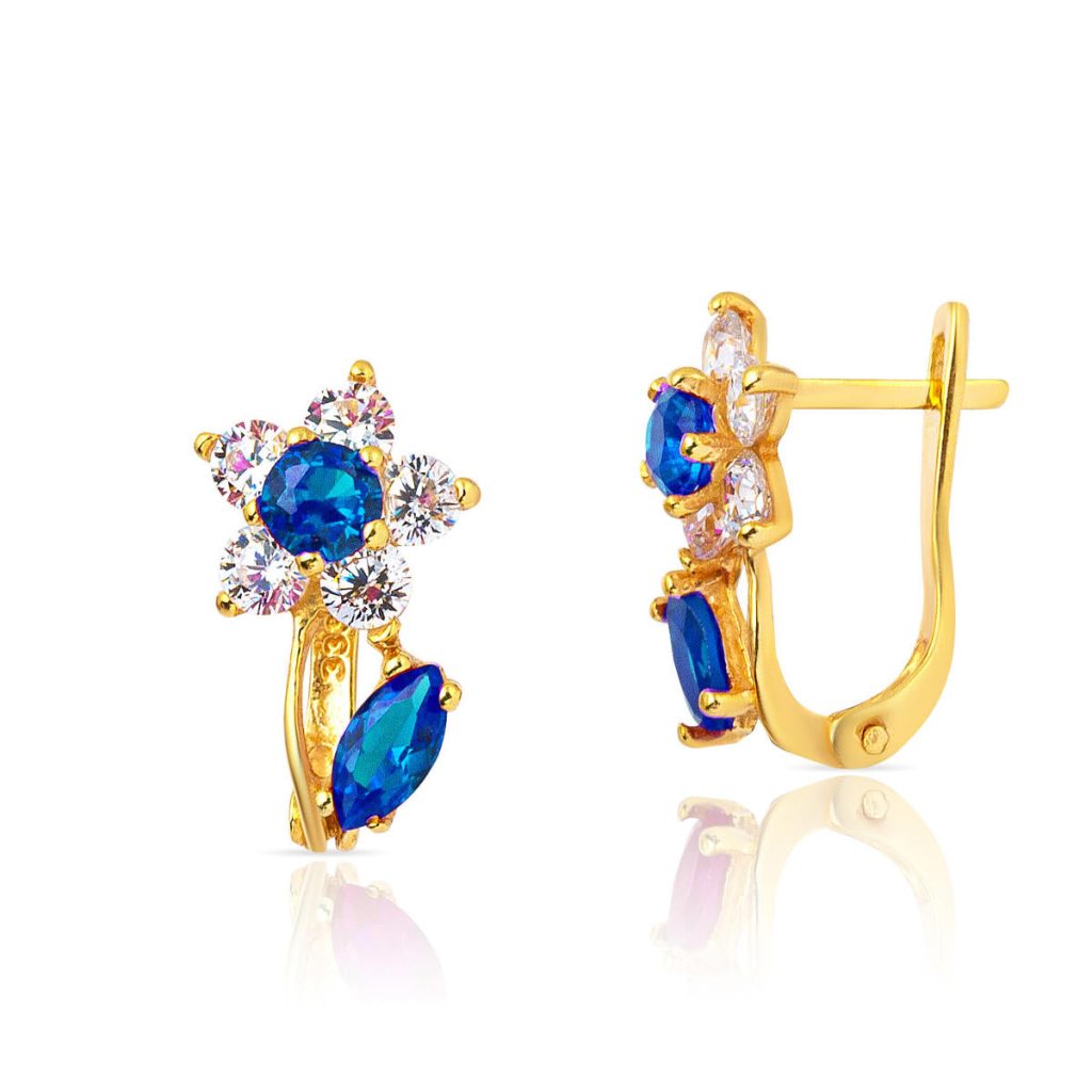 Lacivert with Stones 14 Karat Gold Children’s Earringsi