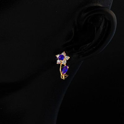 Lacivert avec Pierres 14 Carats Or Çocuk Boucle d'oreillesi - 14K - 1.62g - EZ Gold