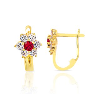 Red with Stones Gold Children’s Earringsi
