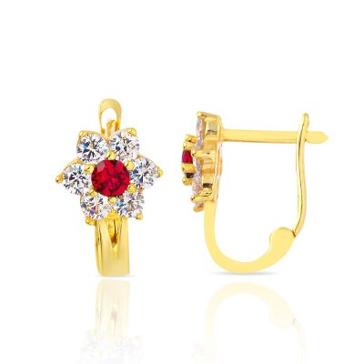 Red with Stones Gold Çocuk Earringsi