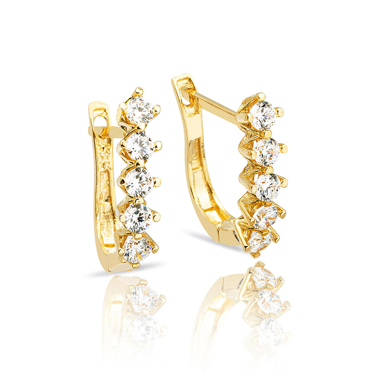 Five-Stone 14 Karat Gold Earring